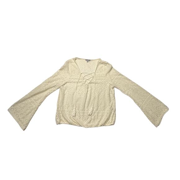 VTG Charlotte Russe Crotchet Prairie Blouse/Bell Sleeve, Y2K Boho Festival LG - Picture 1 of 4